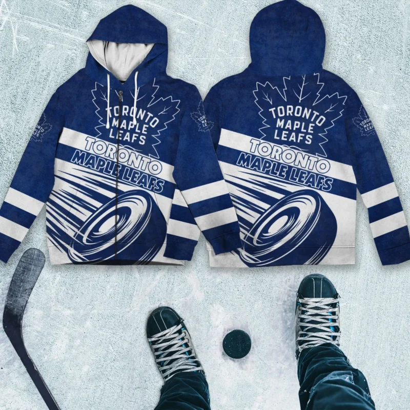 Ice Hockey Puck Toronto Maple Leafs National Hockey League All Over Prints BLNHL020924TMLZHD - Zip Hoodie