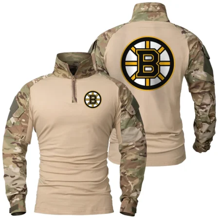 Collection Release Boston Bruins National Hockey League Patchable Military Combat Shirt Long Sleeve BLNHL260824A7BB