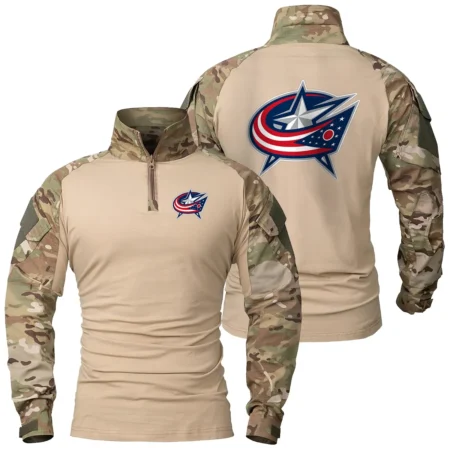 Collection Release Columbus Blue Jackets National Hockey League Patchable Military Combat Shirt Long Sleeve BLNHL260824A7CBJ