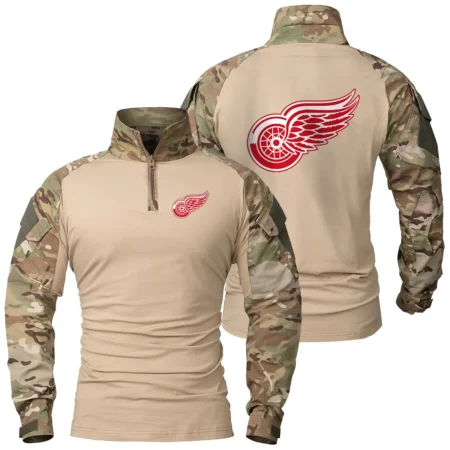 Collection Release Detroit Red Wings National Hockey League Patchable Military Combat Shirt Long Sleeve BLNHL260824A7DRW