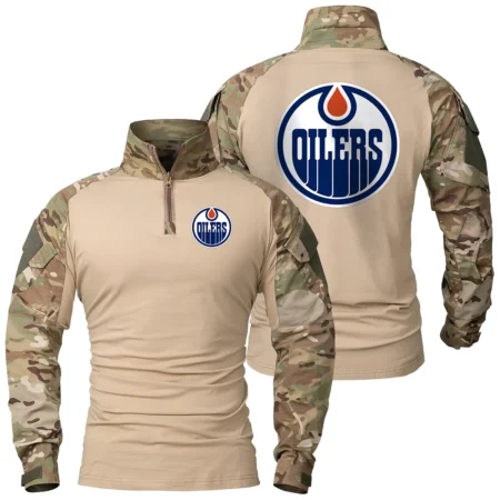 Collection Release Edmonton Oilers National Hockey League Patchable Military Combat Shirt Long Sleeve BLNHL260824A7EO