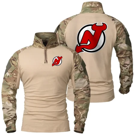 Collection Release New Jersey Devils National Hockey League Patchable Military Combat Shirt Long Sleeve BLNHL260824A7NJD