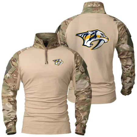 Collection Release Nashville Predators National Hockey League Patchable Military Combat Shirt Long Sleeve BLNHL260824A7NP