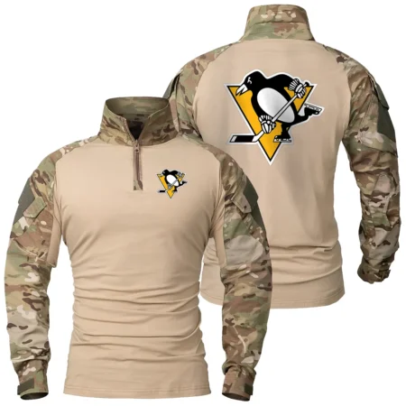 Collection Release Pittsburgh Penguins National Hockey League Patchable Military Combat Shirt Long Sleeve BLNHL260824A7PP