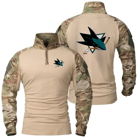 Collection Release San Jose Sharks National Hockey League Patchable Military Combat Shirt Long Sleeve BLNHL260824A7SJS