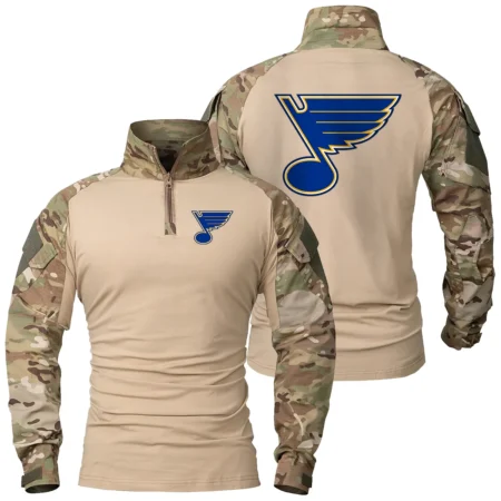 Collection Release St. Louis Blues National Hockey League Patchable Military Combat Shirt Long Sleeve BLNHL260824A7SLB