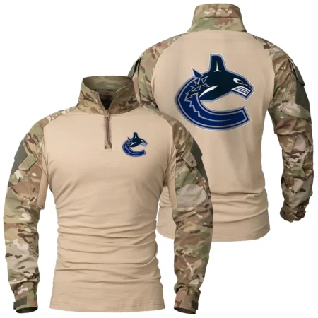 Collection Release Vancouver Canucks National Hockey League Patchable Military Combat Shirt Long Sleeve BLNHL260824A7VC