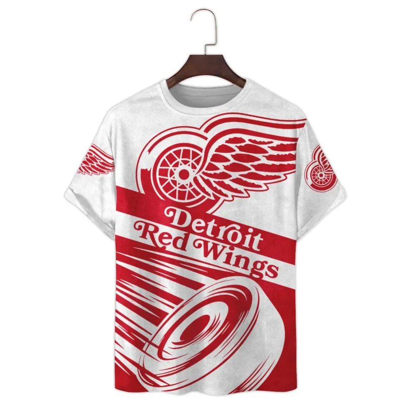 Ice Hockey Puck Detroit Red Wings National Hockey League All Over Prints BLNHL020924DRWTS - T Shirt