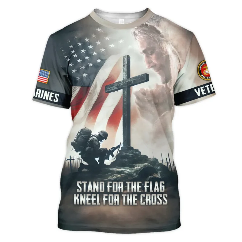 Stand For The Flag Kneel For The Cross Veteran U.S. Marine Corps Apparel All Over Prints BLVTR130824A2MC - T Shirt