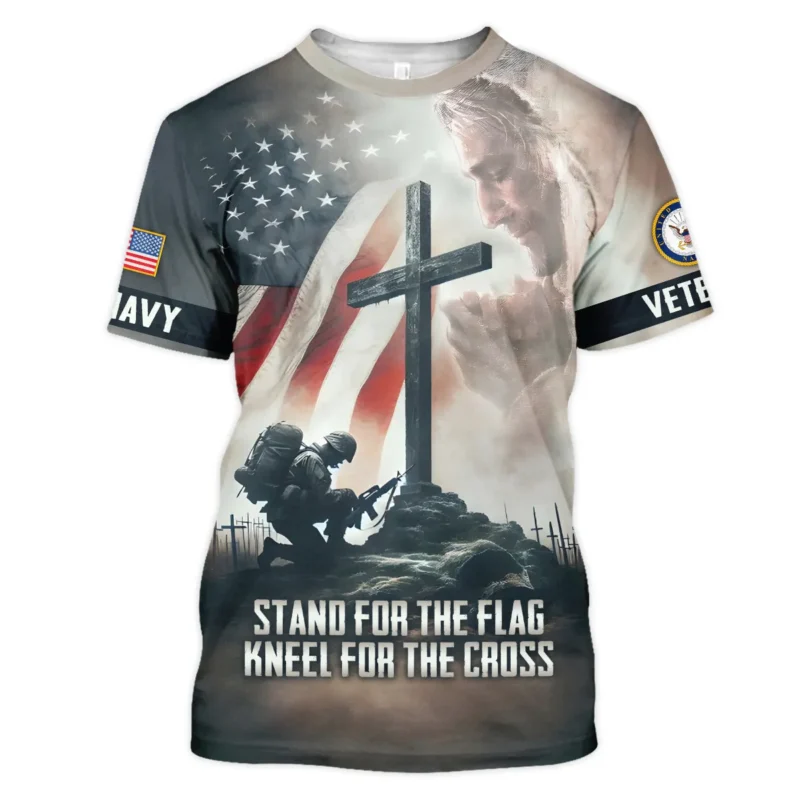 Stand For The Flag Kneel For The Cross Veteran U.S. Navy Apparel All Over Prints BLVTR130824A2NV - T Shirt