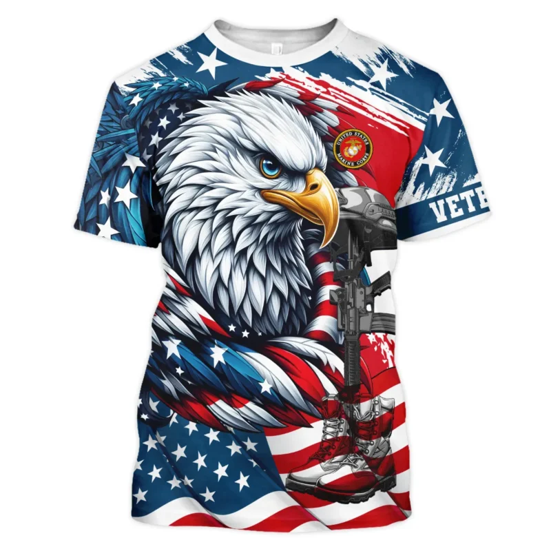 Eagle US Flag Veteran Motto Of The U.S. Marine Corps Apparel All Over Prints BLVTR140824A3MC - T Shirt