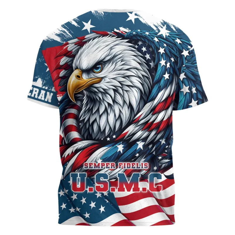 Eagle US Flag Veteran Motto Of The U.S. Marine Corps Apparel All Over Prints BLVTR140824A3MC - T Shirt