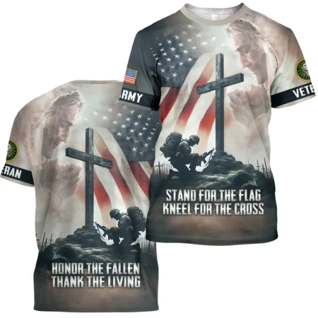 Stand For The Flag Kneel For The Cross Veteran U.S. Army Apparel All Over Prints BLVTR130824A2AM - T Shirt