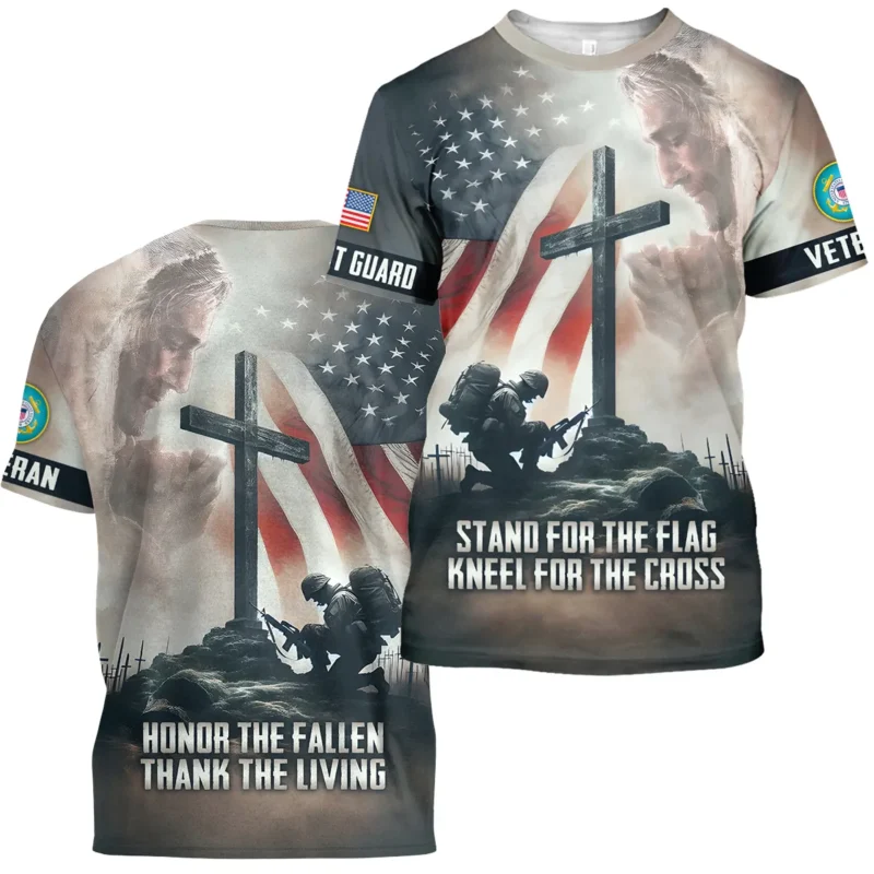 Stand For The Flag Kneel For The Cross Veteran U.S. Coast Guard Apparel All Over Prints BLVTR130824A2CG - T Shirt