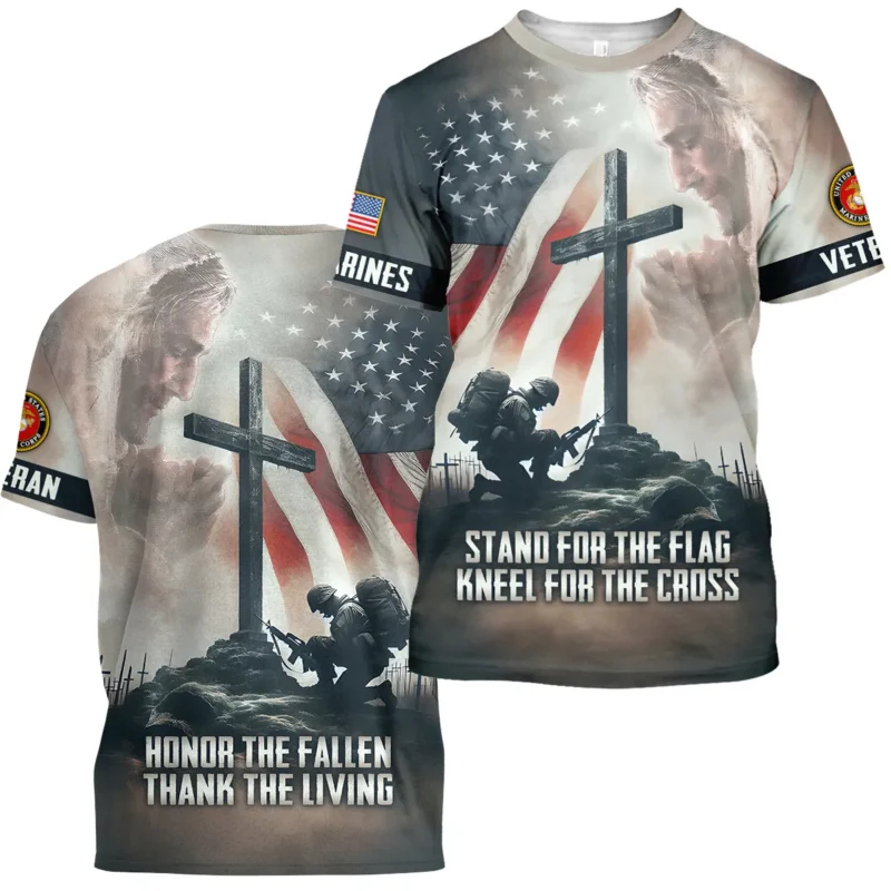 Stand For The Flag Kneel For The Cross Veteran U.S. Marine Corps Apparel All Over Prints BLVTR130824A2MC - T Shirt