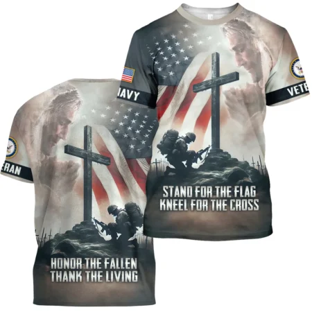 Stand For The Flag Kneel For The Cross Veteran U.S. Navy Apparel All Over Prints BLVTR130824A2NV - T Shirt