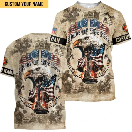 Personalized Home Of The Free Because Of The Brave Veteran U.S. Marine Corps Apparel All Over Prints BLVTR140824A2MC - T Shirt