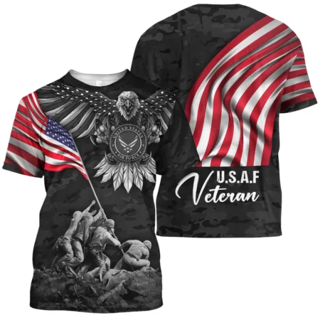 Proudly Served Eagle And US Flag Veteran U.S. Air Force Apparel All Over Prints BLVTR150824A2AF - T Shirt