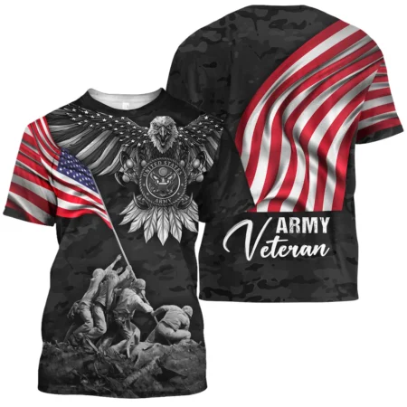 Proudly Served Eagle And US Flag Veteran U.S. Army Apparel All Over Prints BLVTR150824A2AM - T Shirt