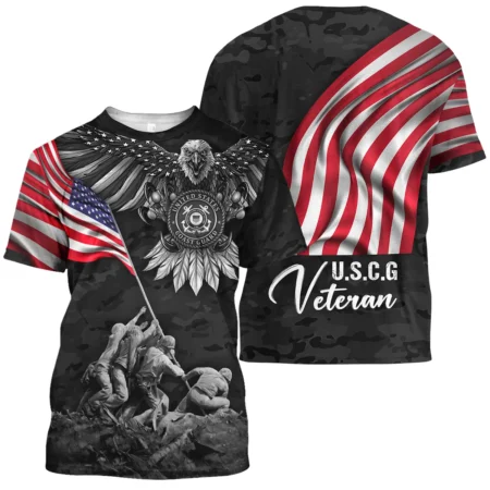 Proudly Served Eagle And US Flag Veteran U.S. Coast Guard Apparel All Over Prints BLVTR150824A2CG - T Shirt