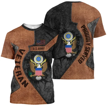 Proudly Served Leather Pattern Veteran U.S. Army Apparel All Over Prints BLVTR210824A2AM - T Shirt