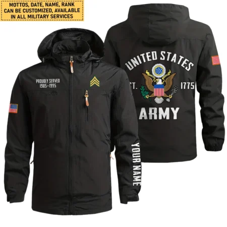 Personalized Proudly Served Established U.S. Army Waterproof Outdoor Jacket BLVTR120824A1AM