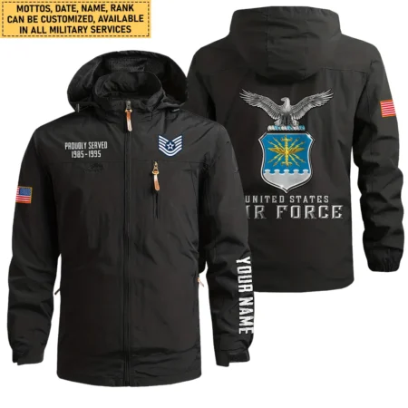 Personalized Proudly Served Motto of the U.S. Air Force Waterproof Outdoor Jacket BLVTR120824A3AF