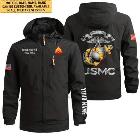 Personalized Proudly Served Motto of the U.S. Marine Corps Waterproof Outdoor Jacket BLVTR120824A3MC