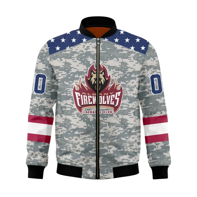 New Release Bomber Jacket  Albany FireWolves National Lacrosse League All Over Prints HONLL090824A01ALBBB