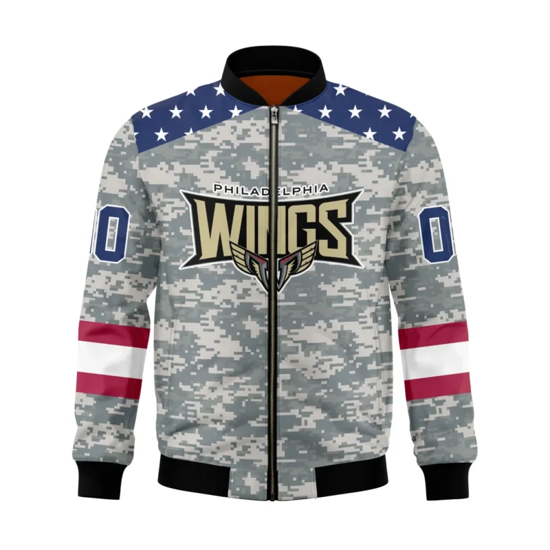 New Release Bomber Jacket  Philadelphia Wings National Lacrosse League All Over Prints HONLL090824A01PHIBB