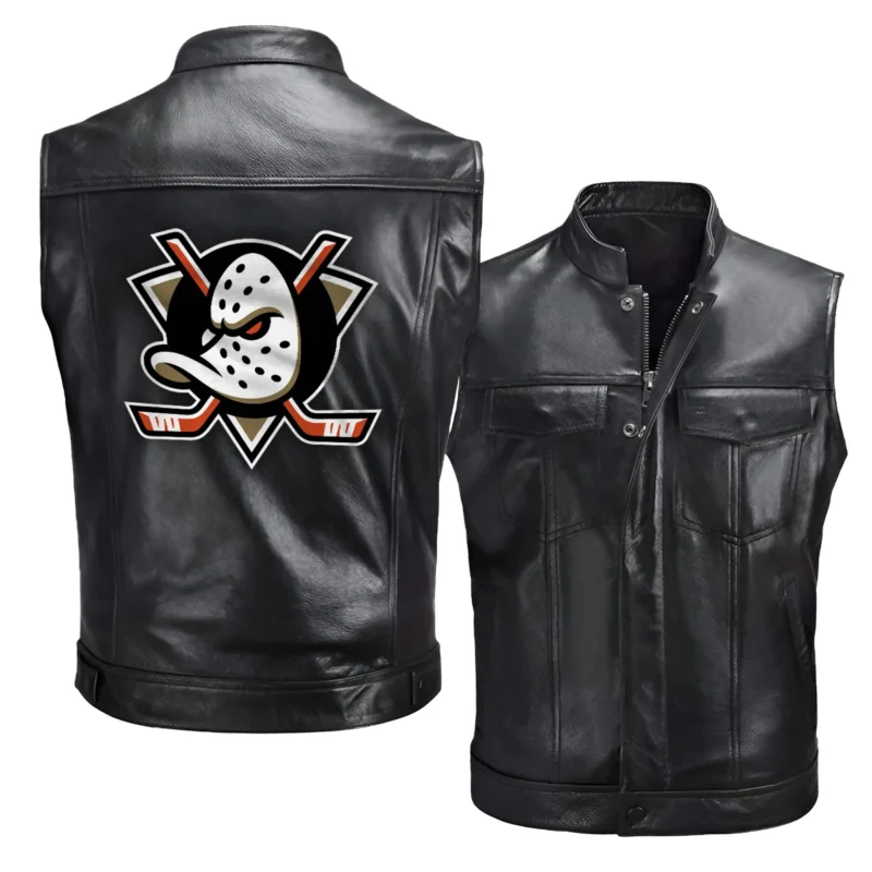 Collection Release Anaheim Ducks National Hockey League Zipper Sleeveless Leather Jackets BLNHL260824A5AD