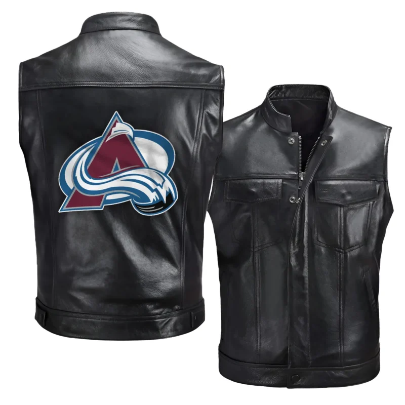 Collection Release Colorado Avalanche National Hockey League Zipper Sleeveless Leather Jackets BLNHL260824A5CA