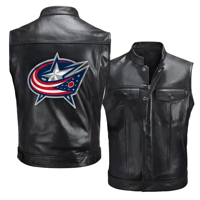 Collection Release Columbus Blue Jackets National Hockey League Zipper Sleeveless Leather Jackets BLNHL260824A5CBJ