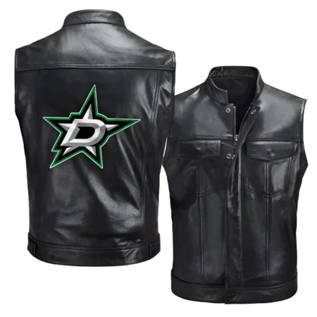 Collection Release Dallas Stars National Hockey League Zipper Sleeveless Leather Jackets BLNHL260824A5DS