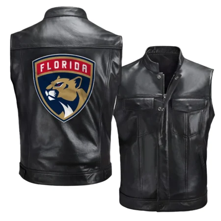 Collection Release Florida Panthers National Hockey League Zipper Sleeveless Leather Jackets BLNHL260824A5FP