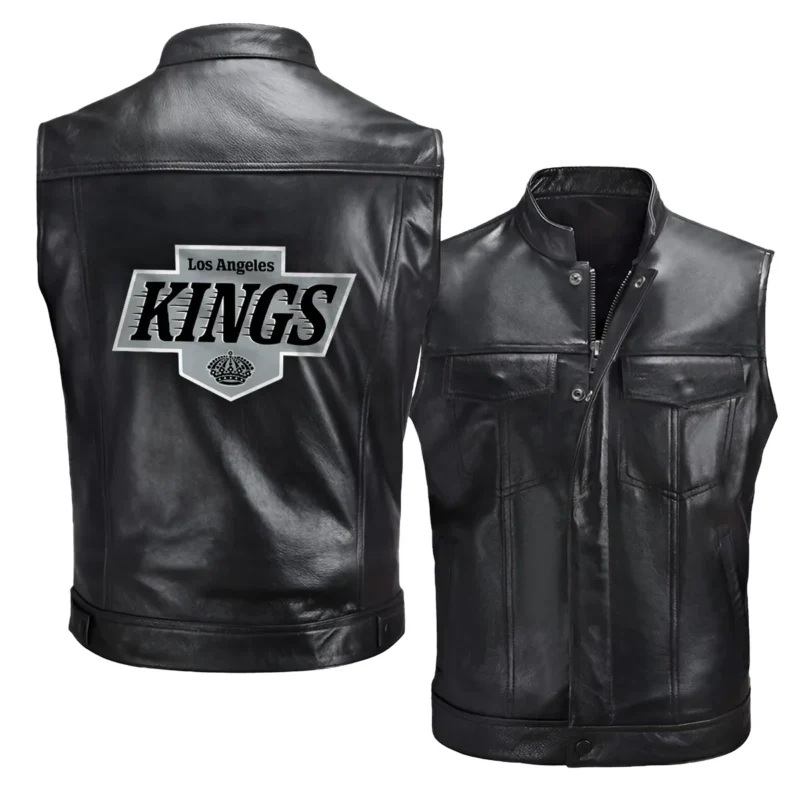 Collection Release Los Angeles Kings National Hockey League Zipper Sleeveless Leather Jackets BLNHL260824A5LAK