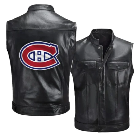 Collection Release Montreal Canadiens National Hockey League Zipper Sleeveless Leather Jackets BLNHL260824A5MC