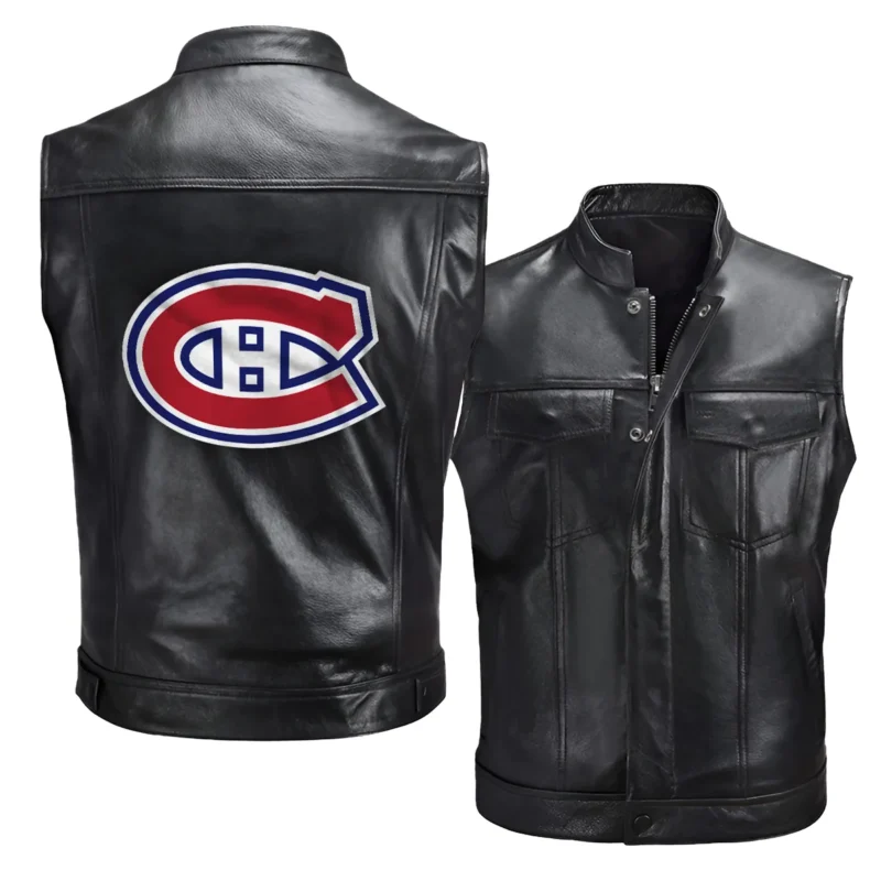 Collection Release Montreal Canadiens National Hockey League Zipper Sleeveless Leather Jackets BLNHL260824A5MC