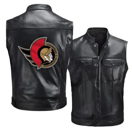 Collection Release Ottawa Senators National Hockey League Zipper Sleeveless Leather Jackets BLNHL260824A5OS