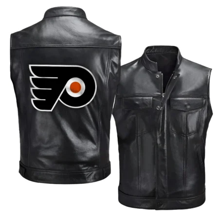 Collection Release Philadelphia Flyers National Hockey League Zipper Sleeveless Leather Jackets BLNHL260824A5PF