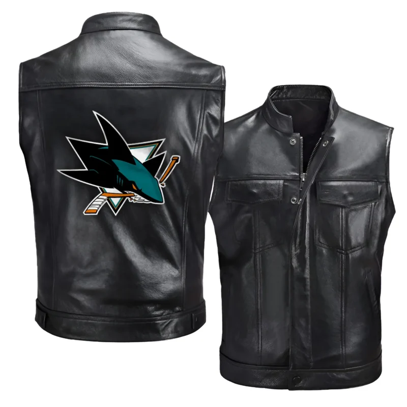 Collection Release San Jose Sharks National Hockey League Zipper Sleeveless Leather Jackets BLNHL260824A5SJS