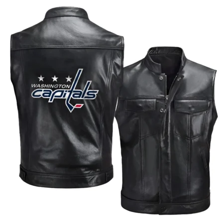 Collection Release Washington Capitals National Hockey League Zipper Sleeveless Leather Jackets BLNHL260824A5WC