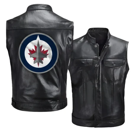 Collection Release Winnipeg Jets National Hockey League Zipper Sleeveless Leather Jackets BLNHL260824A5WJ