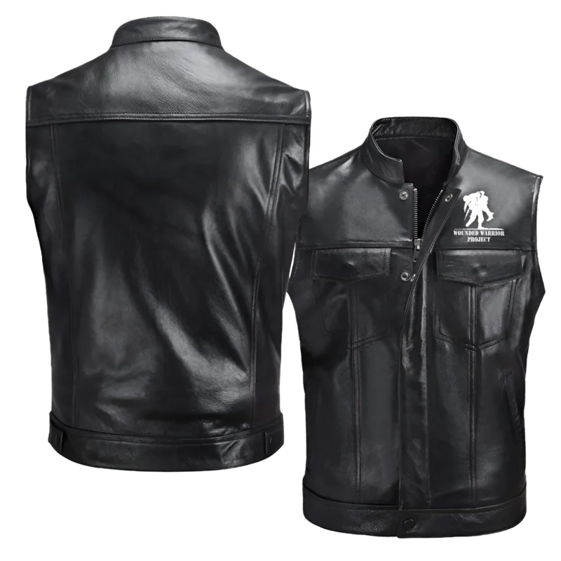 Collection Release Wounded Warrior Project Veteran Zipper Sleeveless Leather Jackets BLVTR230824A5WWP