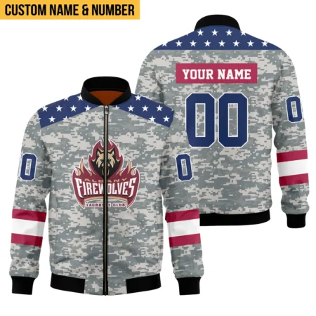 New Release Bomber Jacket  Albany FireWolves National Lacrosse League All Over Prints HONLL090824A01ALBBB