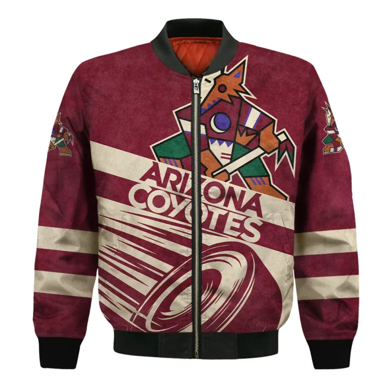 Ice Hockey Puck Arizona Coyotes National Hockey League All Over Prints BLNHL020924ACBB - Bomber Jacket