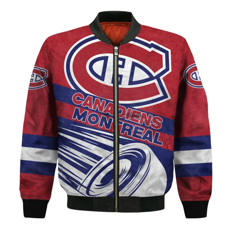 Ice Hockey Puck Montreal Canadiens National Hockey League All Over Prints BLNHL020924MCBB - Bomber Jacket