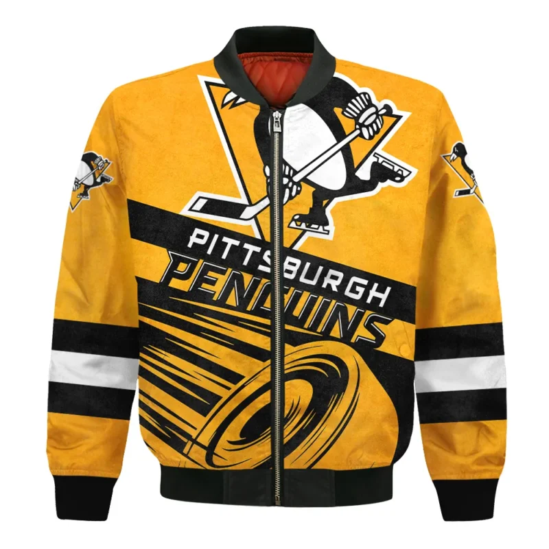 Ice Hockey Puck Pittsburgh Penguins National Hockey League All Over Prints BLNHL020924PPBB - Bomber Jacket