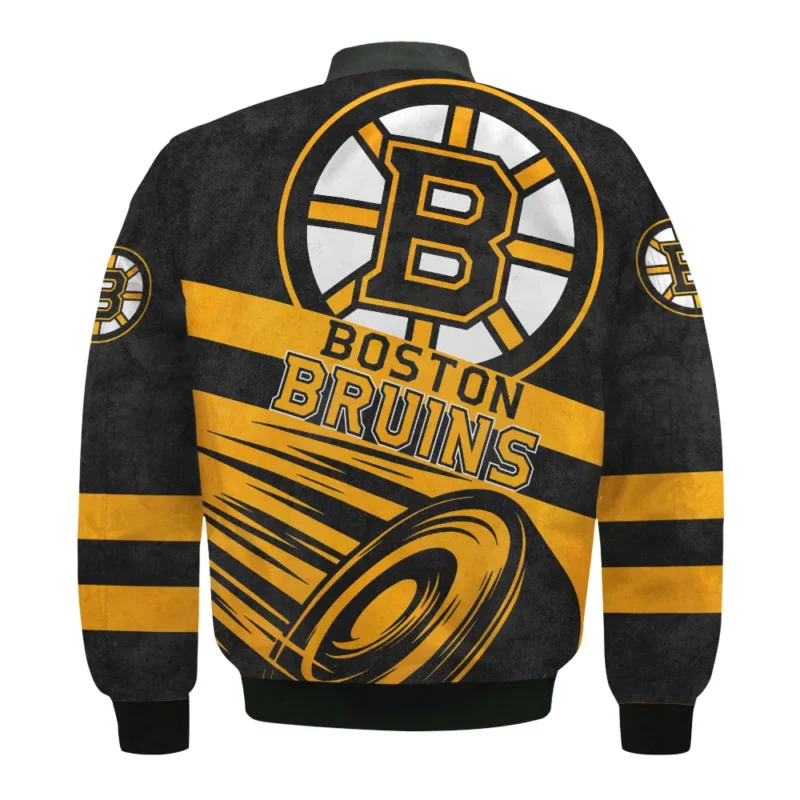 Ice Hockey Puck Boston Bruins National Hockey League All Over Prints BLNHL020924BBBB - Bomber Jacket