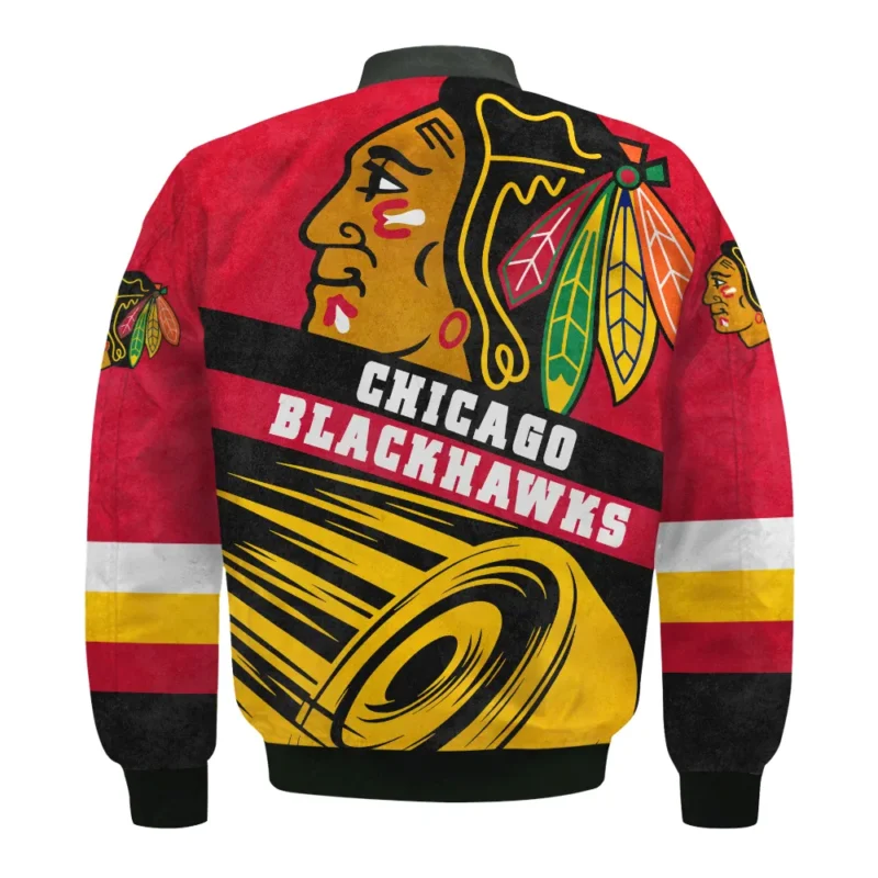 Ice Hockey Puck Chicago Blackhawks National Hockey League All Over Prints BLNHL020924CBBB - Bomber Jacket